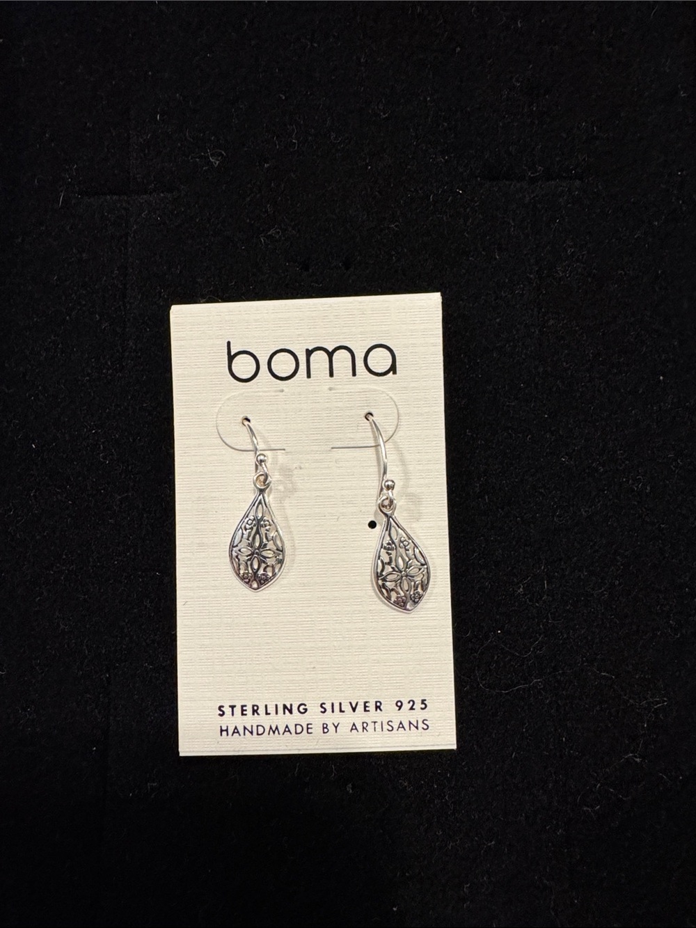 Boma Sterling Silver Filigree Teardrop Earrings - Silver